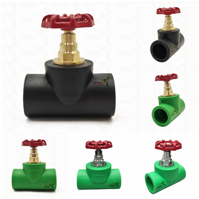 검은색 PPR 정지 밸브 크롬 접착 / 청동 컬러 카트리지는 ISO 15784 인증 글로벌 밸브 20-110mm
