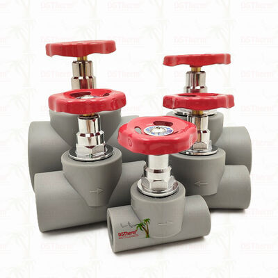 회색 크롬 도금 PPR 스톱 밸브 (황동 카트리지, 글로벌 밸브, 20-110mm)