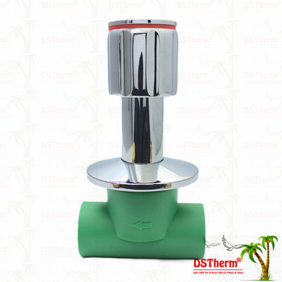 Ppr 크롬 접착 스톱 밸브 안티 슬리드 핸들 낮은 유지 보수 20-32mm 사용자 정의 크기